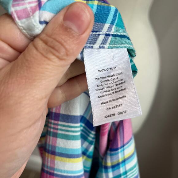 Talbots Plaid Preppy 100% Cotton Long Sleeve Button Down Blouse Sz M - Picture 5 of 8